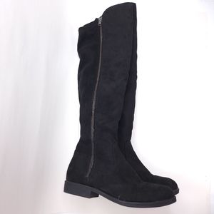 Hadleyy Women’s Black Knee High Zip Up Suede Boots 6 M Memory Foam Insoles